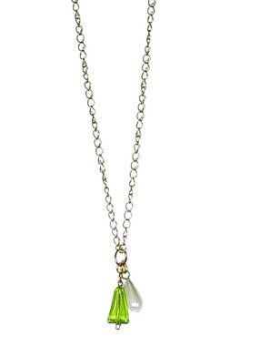 Vintage Pearl & Green Charm Gold  Neutral Unisex Y2K 00s 2000s Grunge 90s 1990s